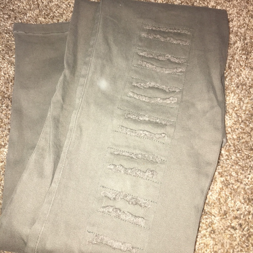 Army green skinny jeans